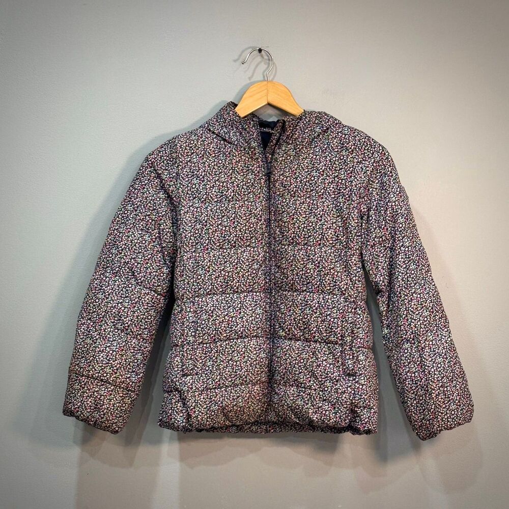 Girls' GAP Floral Hooded Puffer Jacket Size L (10/12) EUC